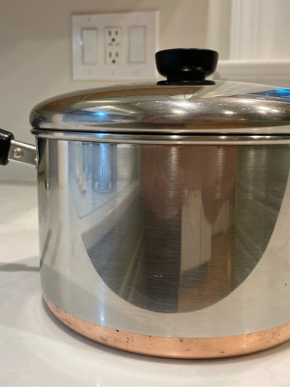 RARE Vtg Revereware Copper Clad 4 QT Pot & Lid. Made 1993 Clinton, IL. N I C E